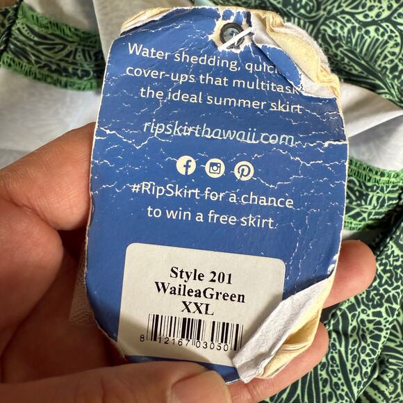 NWT Ripskirt Hawaii Wailea Green Size XXL Length 2 Resort Summer Pool Pocket - Picture 4 of 7